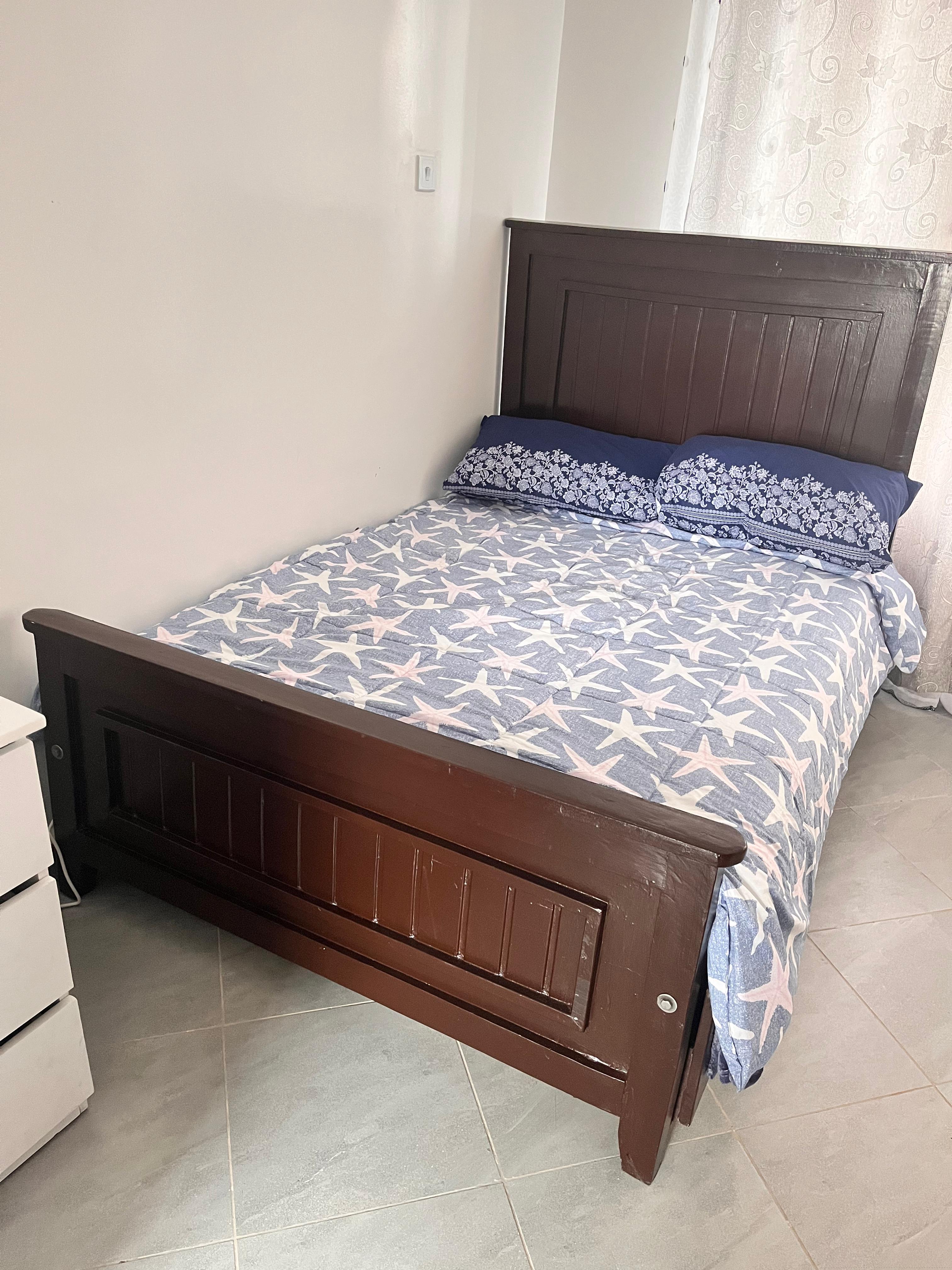 Desciption: 4x6 Wooden Bed with Under-Drawer Storage - Gently Used (1 month)